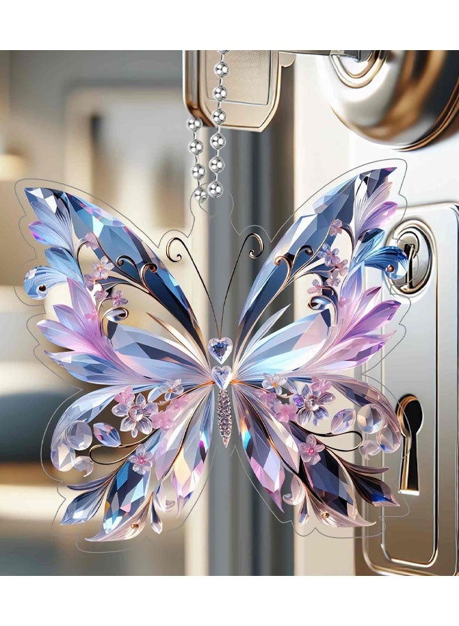 2 PCS Butterfly Car Accessories, Butterfly Car Rear View Mirror Charm Hanging Decoration Accessories Pendant, Cute Purple Aesthetic Decor Gifts Interior Ornament Truck Christmas - Image 5